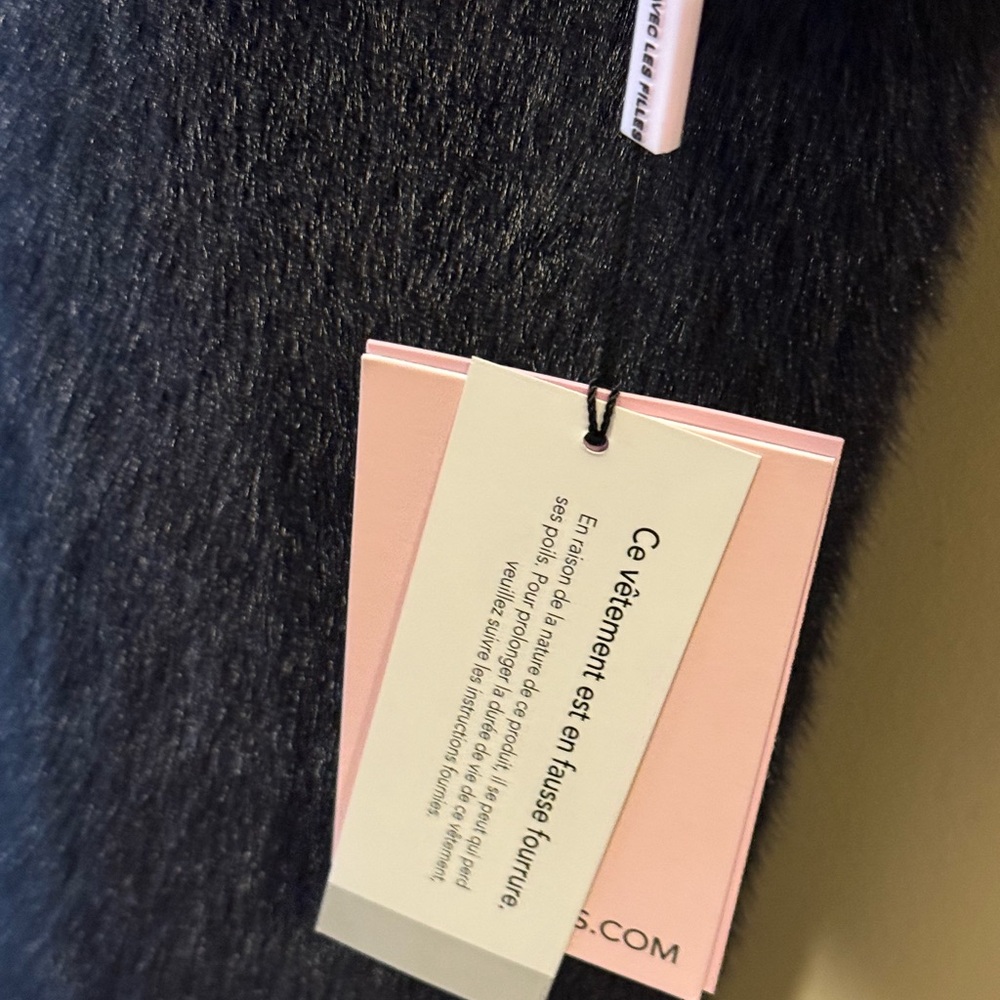 NWT | ANTHROPOLOGIE Avec Les Filles Deep Navy Luxe Faux-Fur Blue Mink Long Coat - Picture 8 of 11